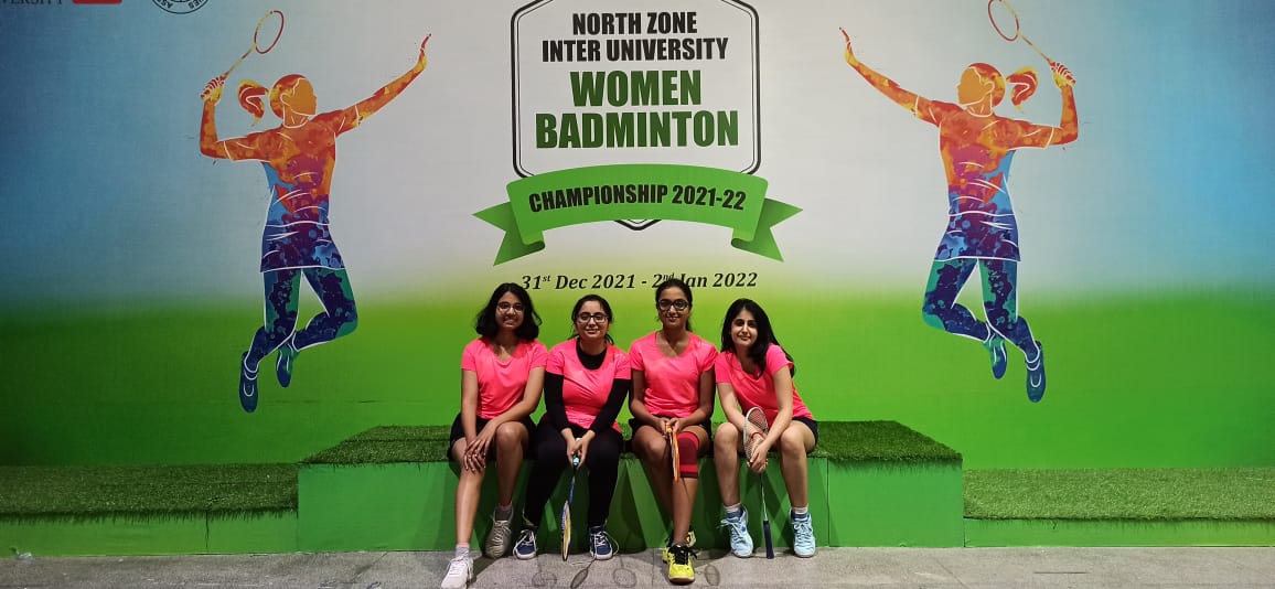 NSUT Badminton (Women) Team at the North Zone Inter University Badminton Tournament at Chitkara University Rajpura Punjab.